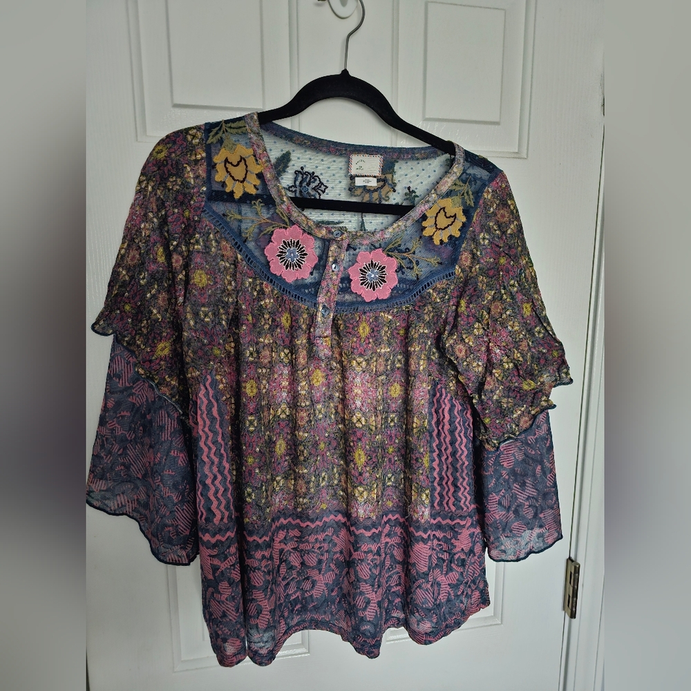Anthropologie Multicolor Boho Blouse - Picture 3 of 9